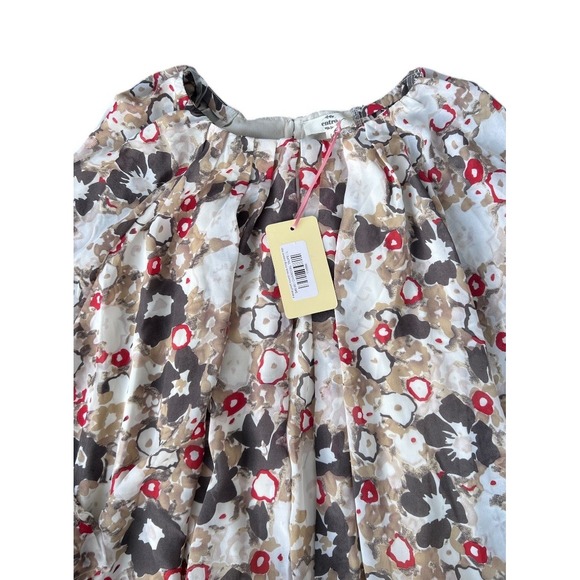 NWT Entro Women's Floral Print Blouse Long Sleeve Gathered Cuff Round Neck - Picture 8 of 11